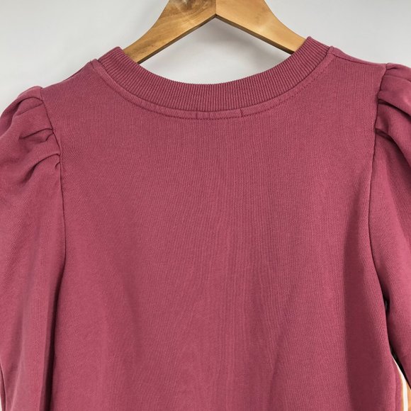 Anthropologie Maeve Pink Layered Long Puff Sleeve Tunic Sweatshirt Size M - Picture 10 of 16